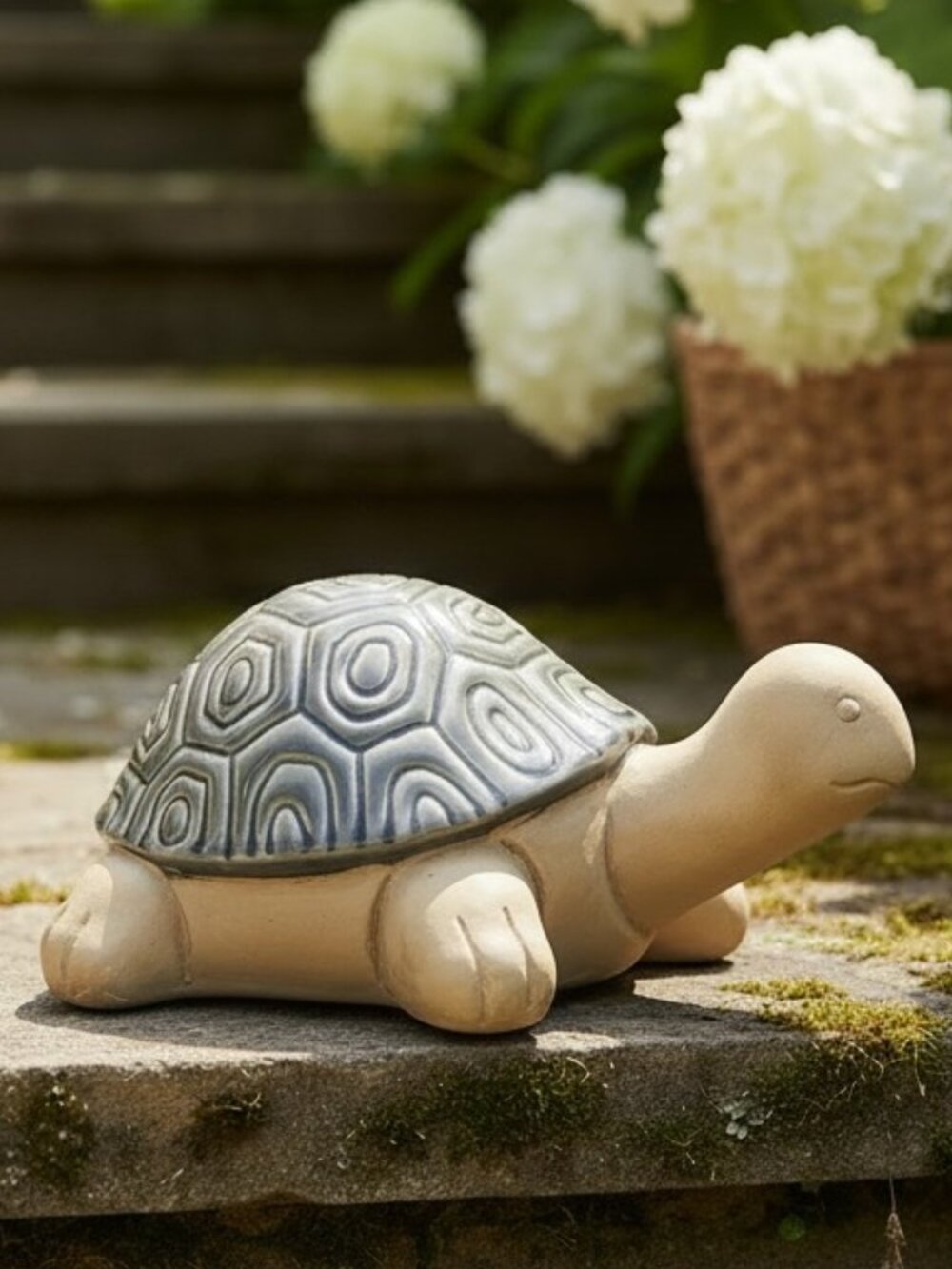 Large Ceramic Textured Turtle Gray 13"
